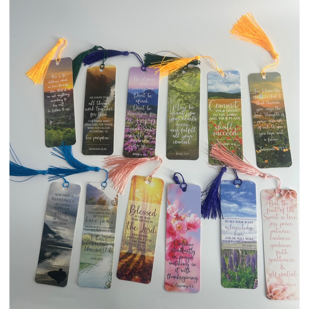 12 Pack Bible Verse Bookmarks with Tassels Christian Scripture Religious Gifts